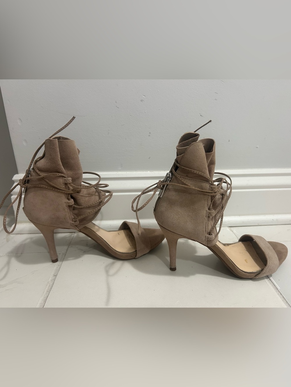 Jessica Simpson madeena Lace-Up Suede Heels pumps 6
